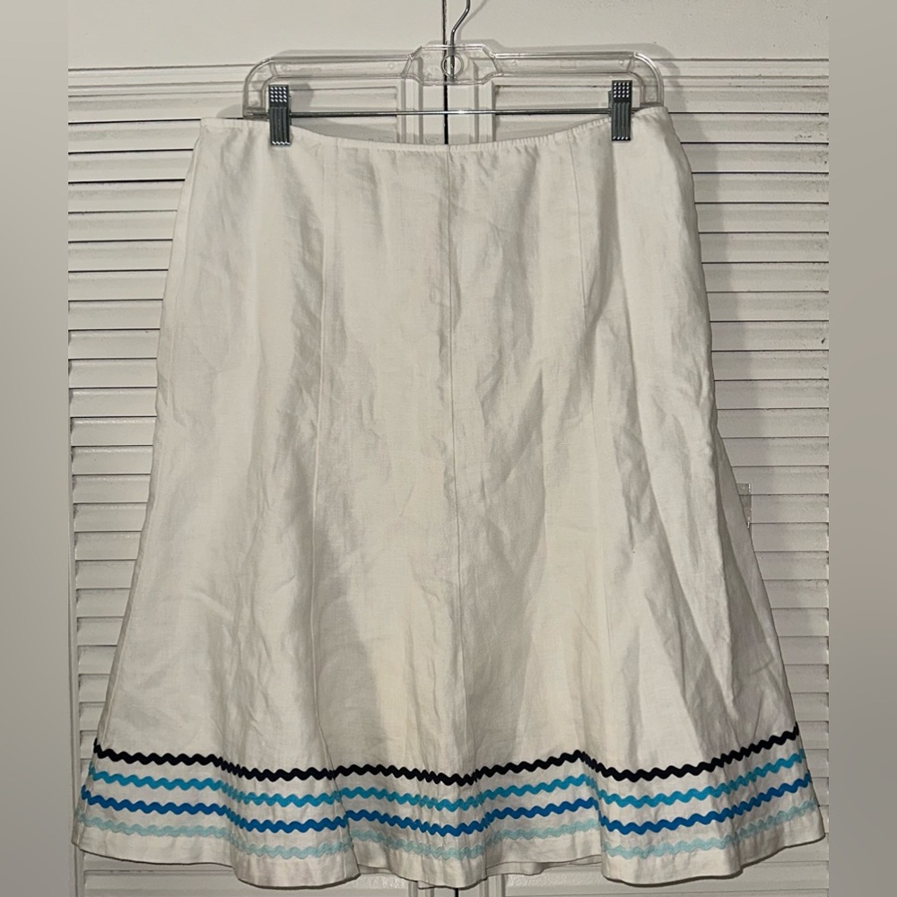 Sigrid Olsen Women’s Linen Embroidered A Line Skirt Size‎ 10